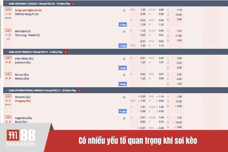 Có nhiều yếu tố quan trọng khi soi kèo